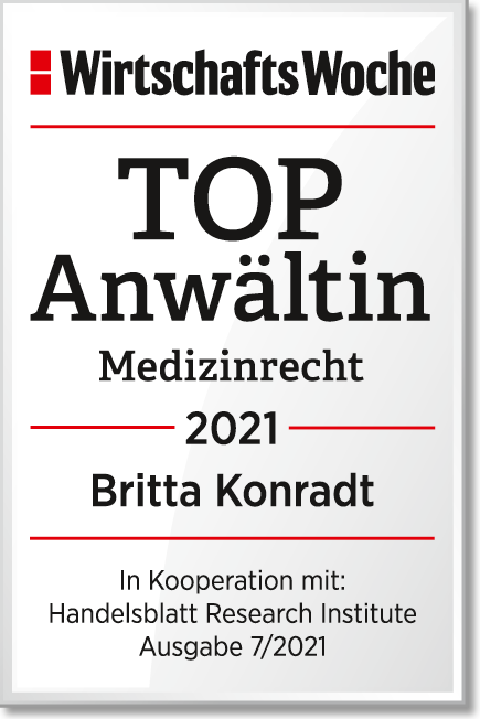 Auszeichnung der WirtschaftsWoche: Top-Anwältin Medizinrecht des Jahres 2021: Dr. med. Britta Konradt
